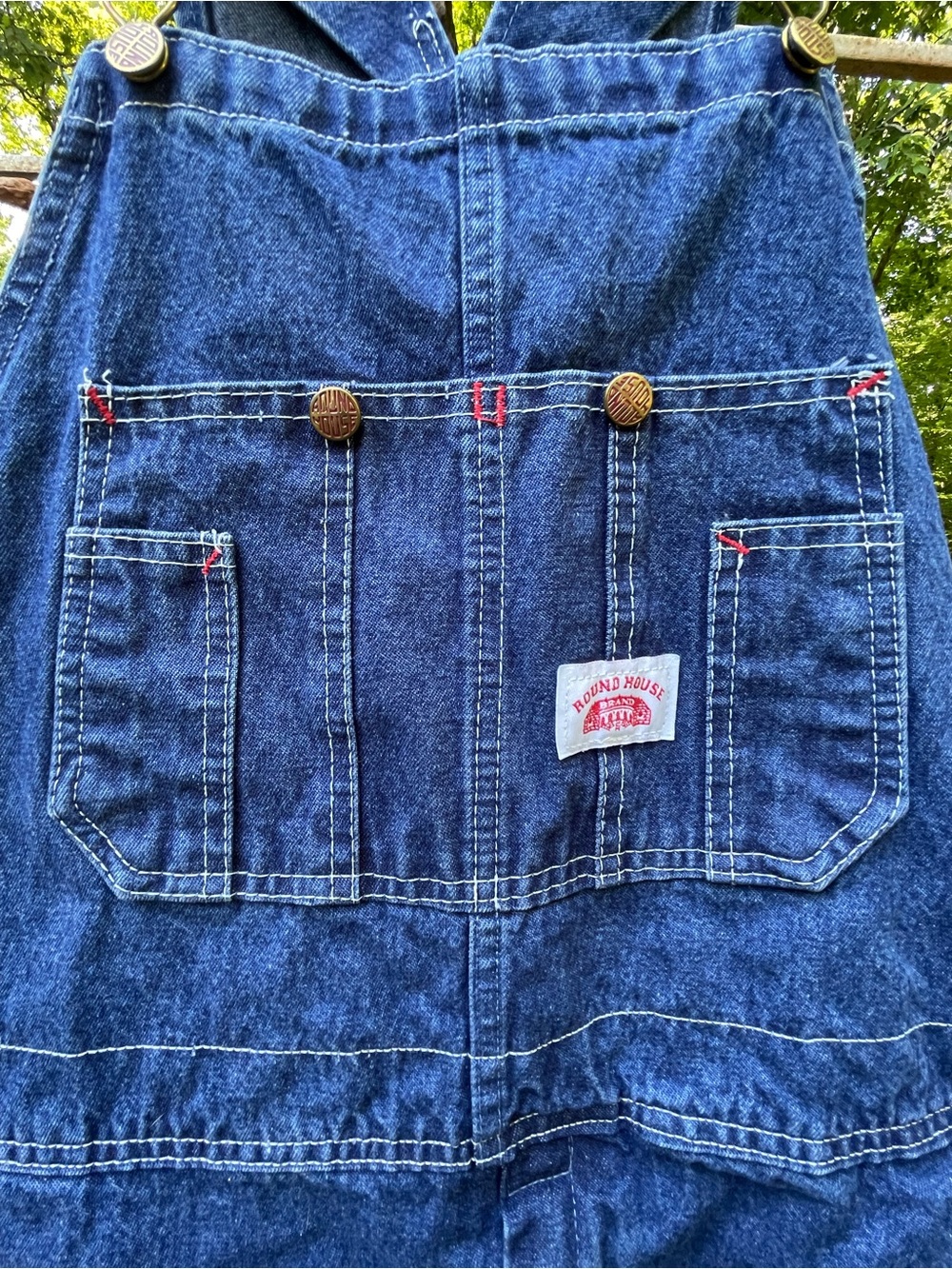 Round House Stone Washed Denim Overalls 42X30 Unisex - Picture 2 of 11
